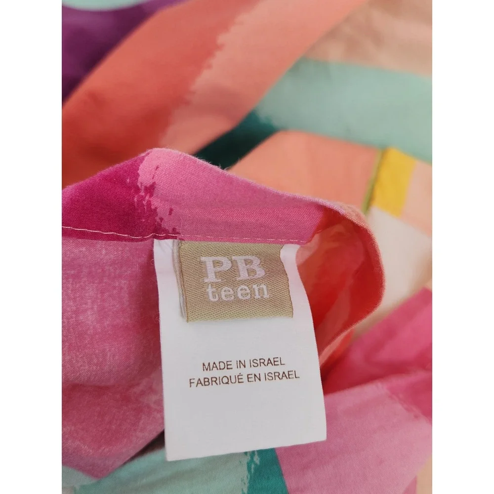 PBteen Pillow Sham Standard Pink Multi Color Stripe Chevron Boho Dorm Decor